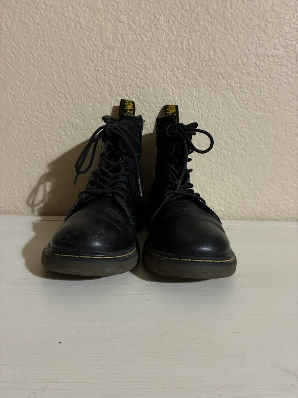 Dr. Martens Black Leather Lace-Up Ankle Boots with inner zippers size 2